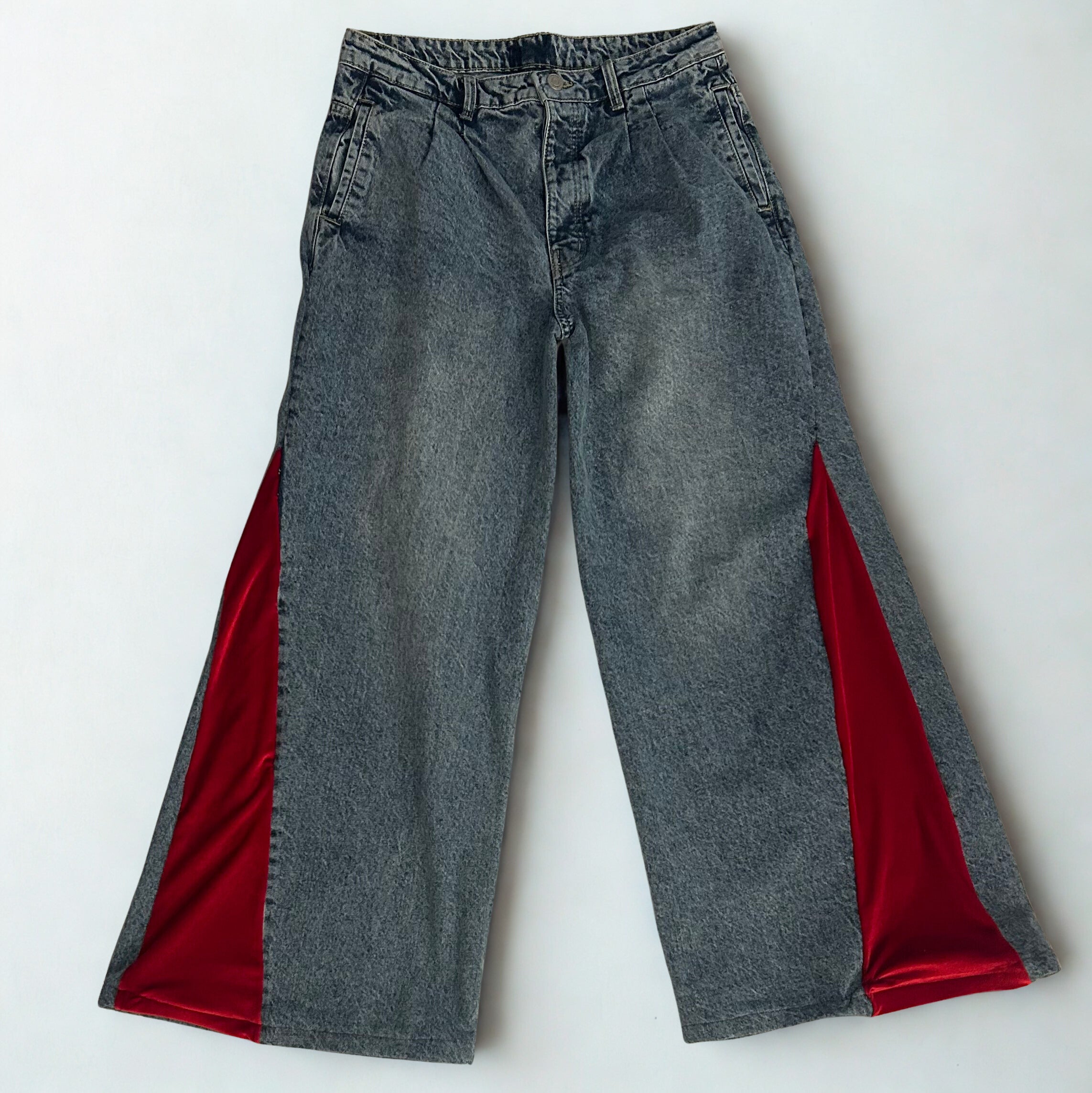 WIDE Leg Velvet THRU Jeans (Red)