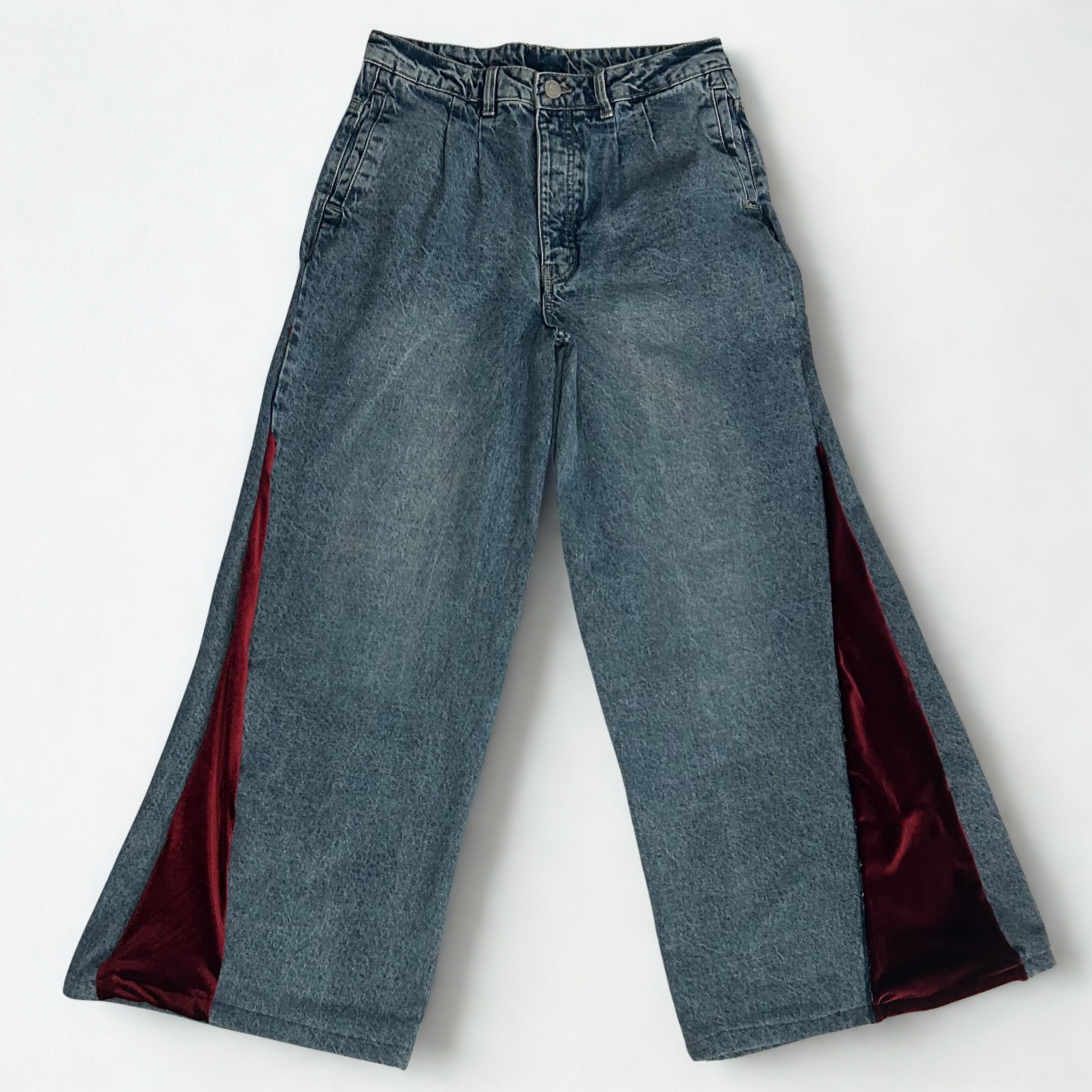 WIDE Leg Velvet THRU Jeans (Maroon)