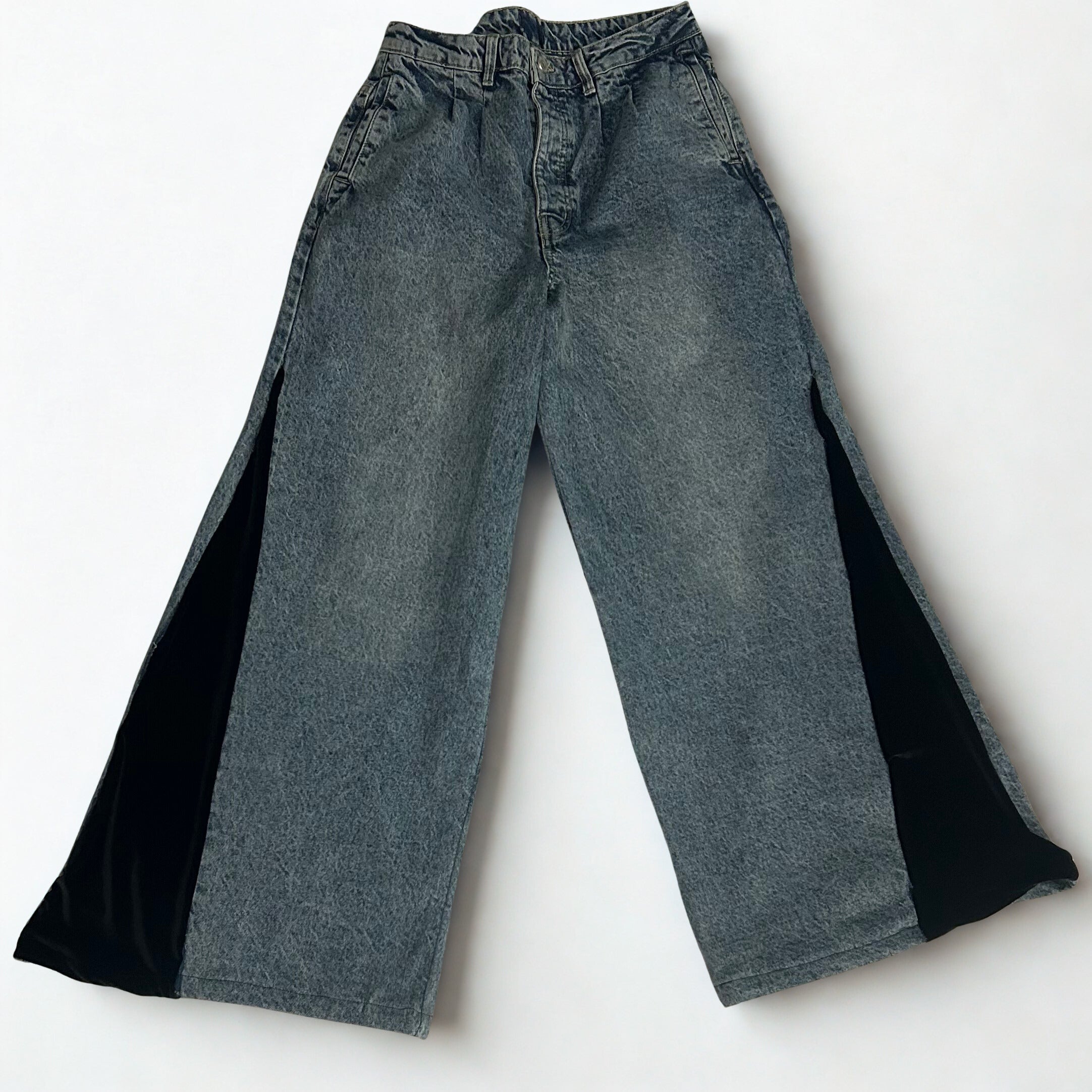 WIDE Leg Velvet THRU Jeans (Black)